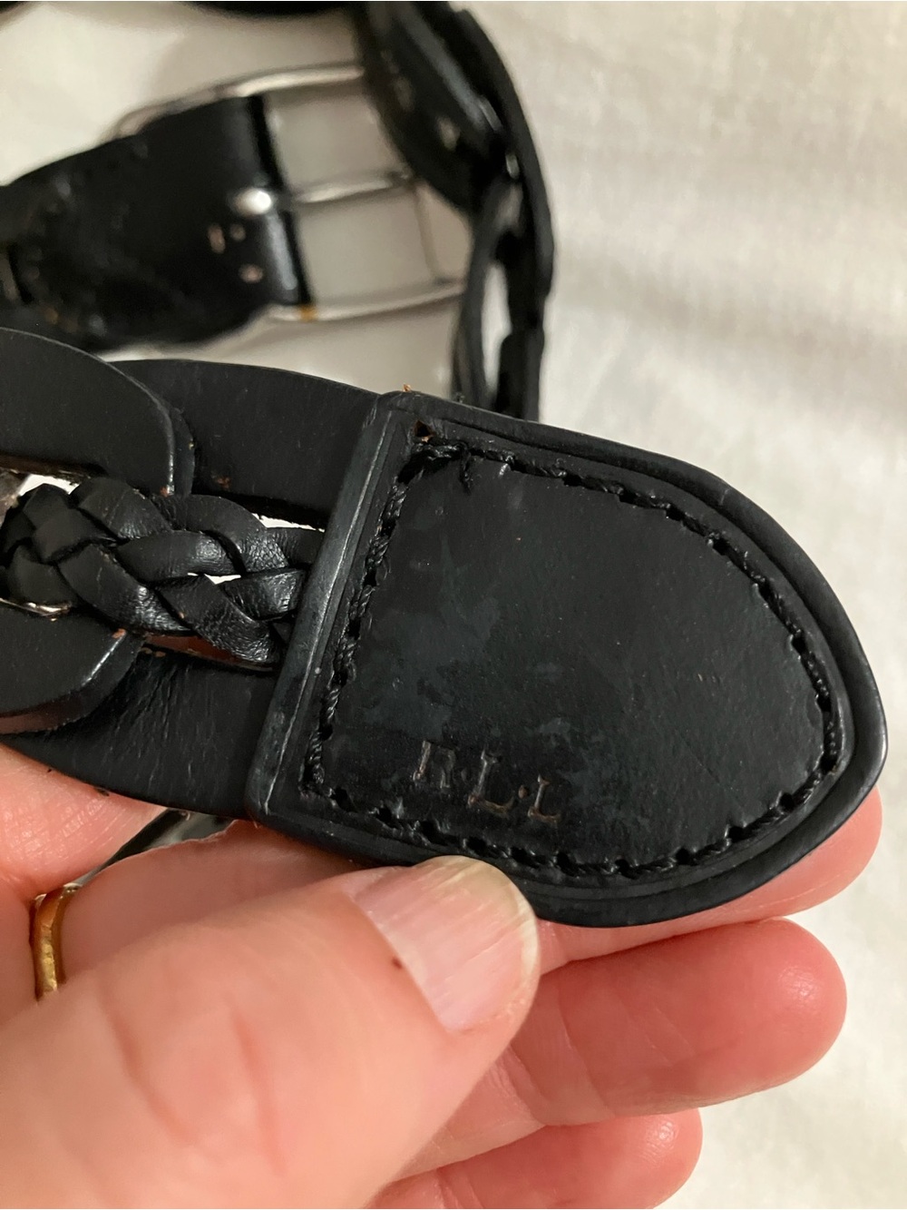 Ralph Lauren Black Leather Braided Belt 38” - Picture 2 of 6